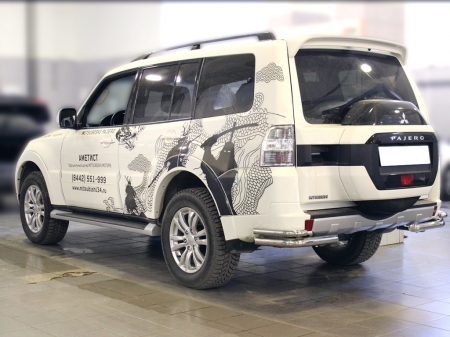 Mitsubishi Pajero 4 2015-наст.вр.-Защита заднего бампера "уголки" d 60+43